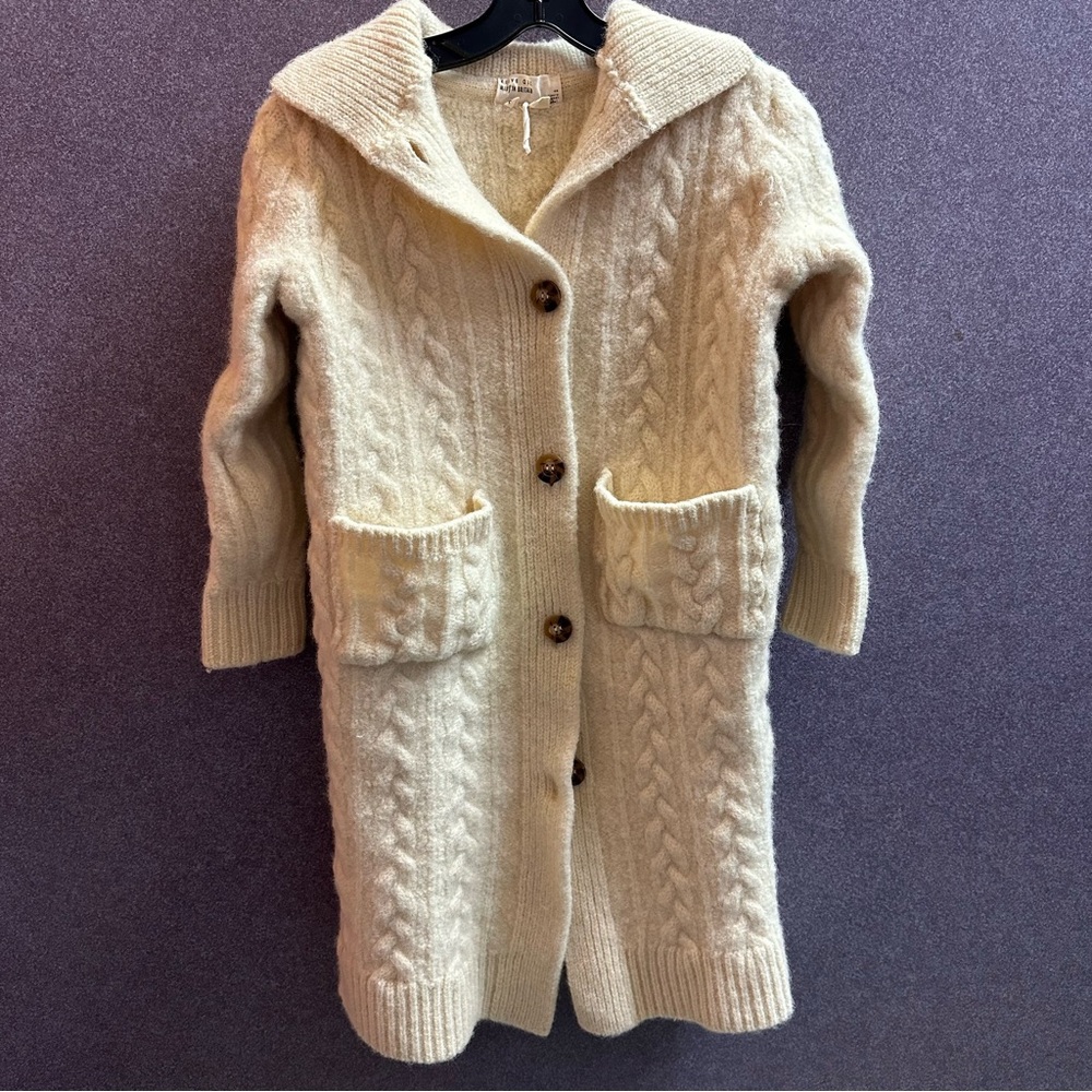Ted Baker Women's Wool Sweater Cardigan Size XS Button Down Ivory Cream Color